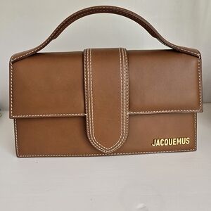 Jacquemus Le Grand Bambino Shoulder Bag  with Gold Logo.